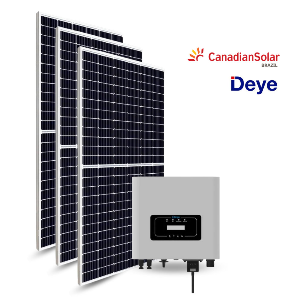 GERADOR DE ENERGIA SOLAR 5.35 kWp CANADIAN SOLAR/INVERSOR DEYE/ESTRUTURA TELHA COLONIAL 220v