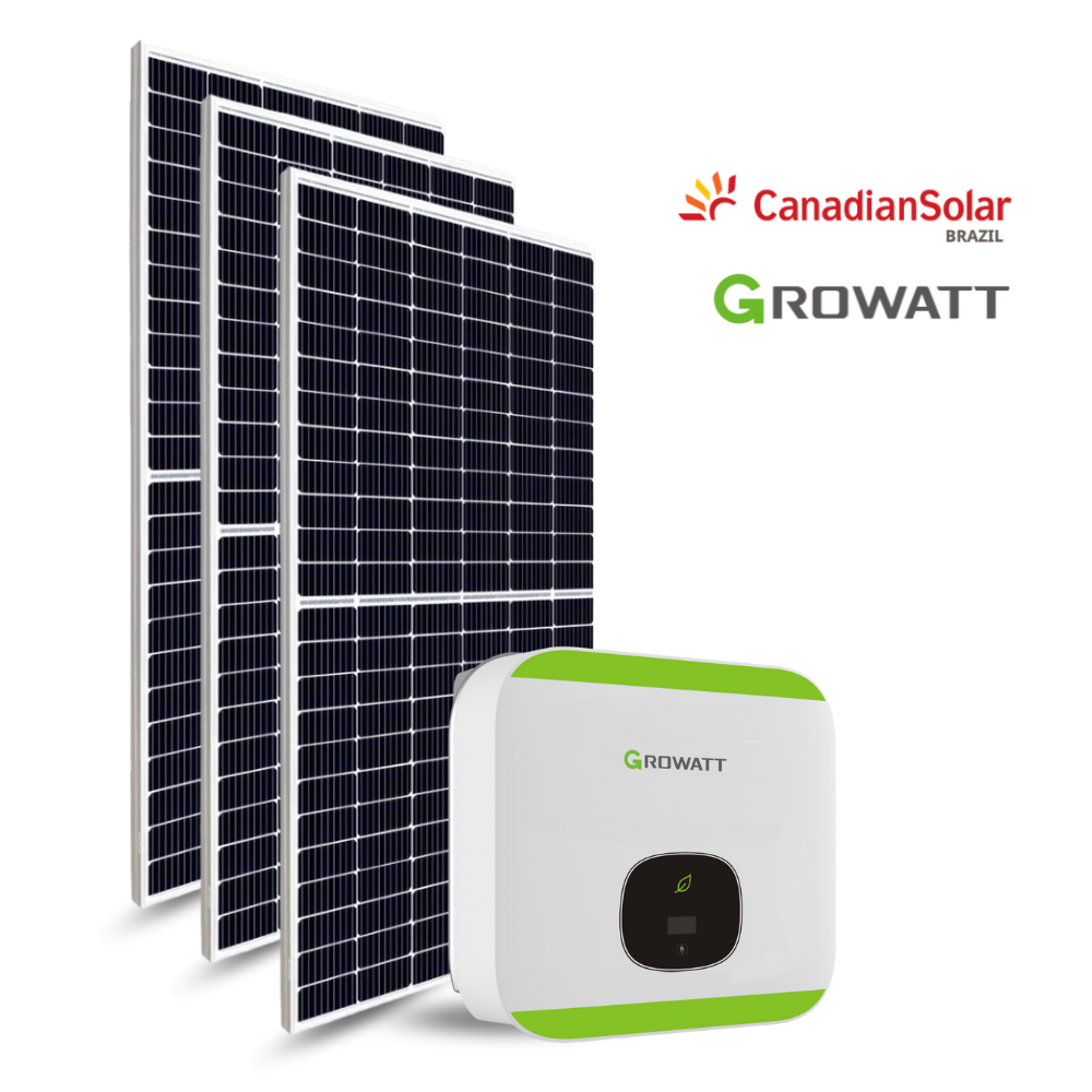 GERADOR DE ENERGIA SOLAR 8.72 kWp CANADIAN SOLAR/INVERSOR GROWATT/SEM ESTRUTURA 220v