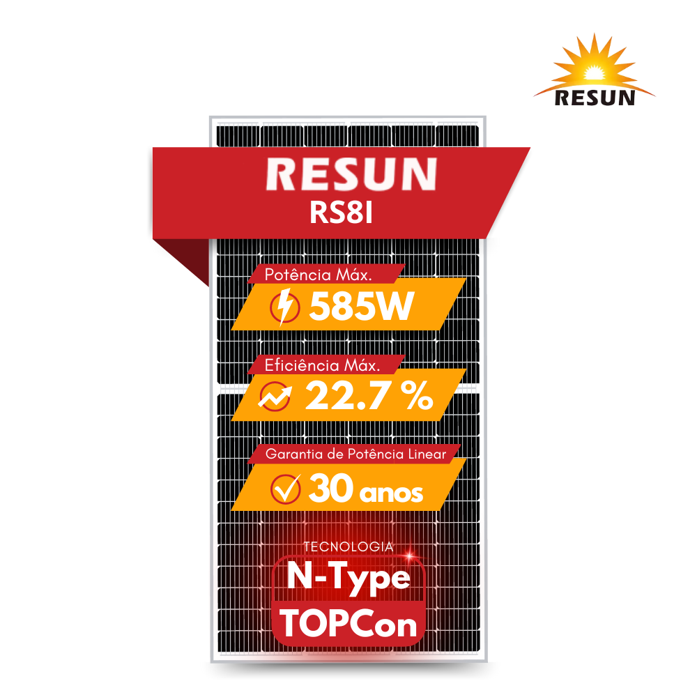 PAINEL SOLAR RESUN 585W N-TYPE TOPCON RS8I585M-F30